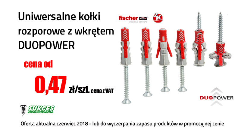 Kołki, dyble DUOPOWER fischer - oferta-promocyjne ceny.